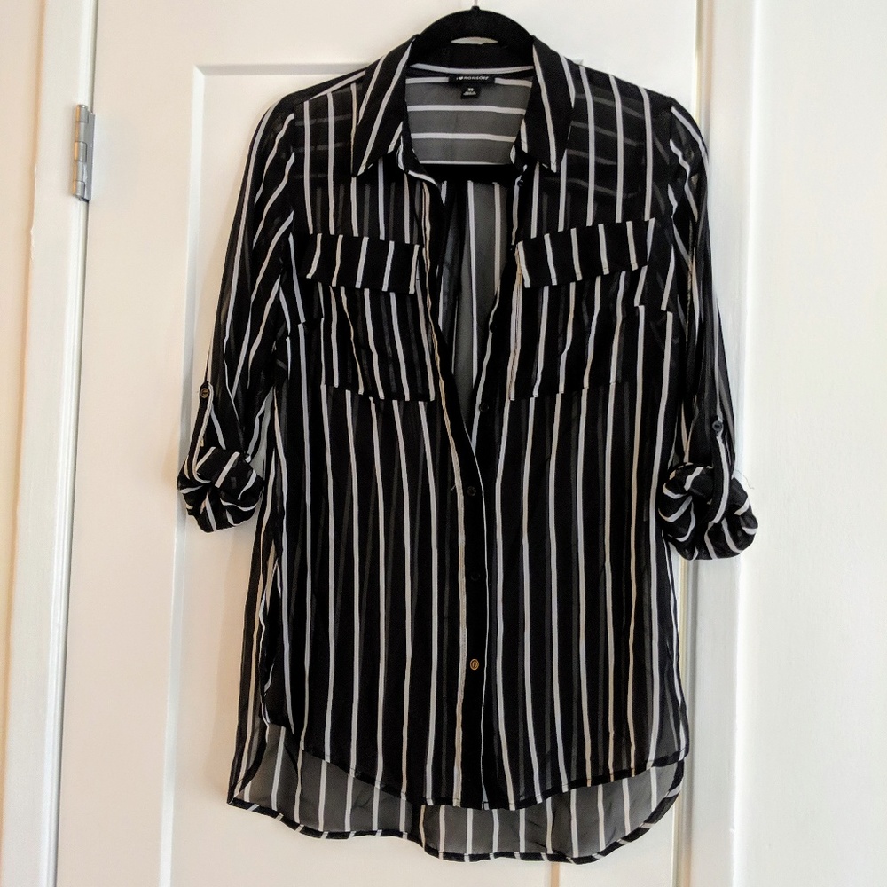 Striped B&W See-Through Shirt